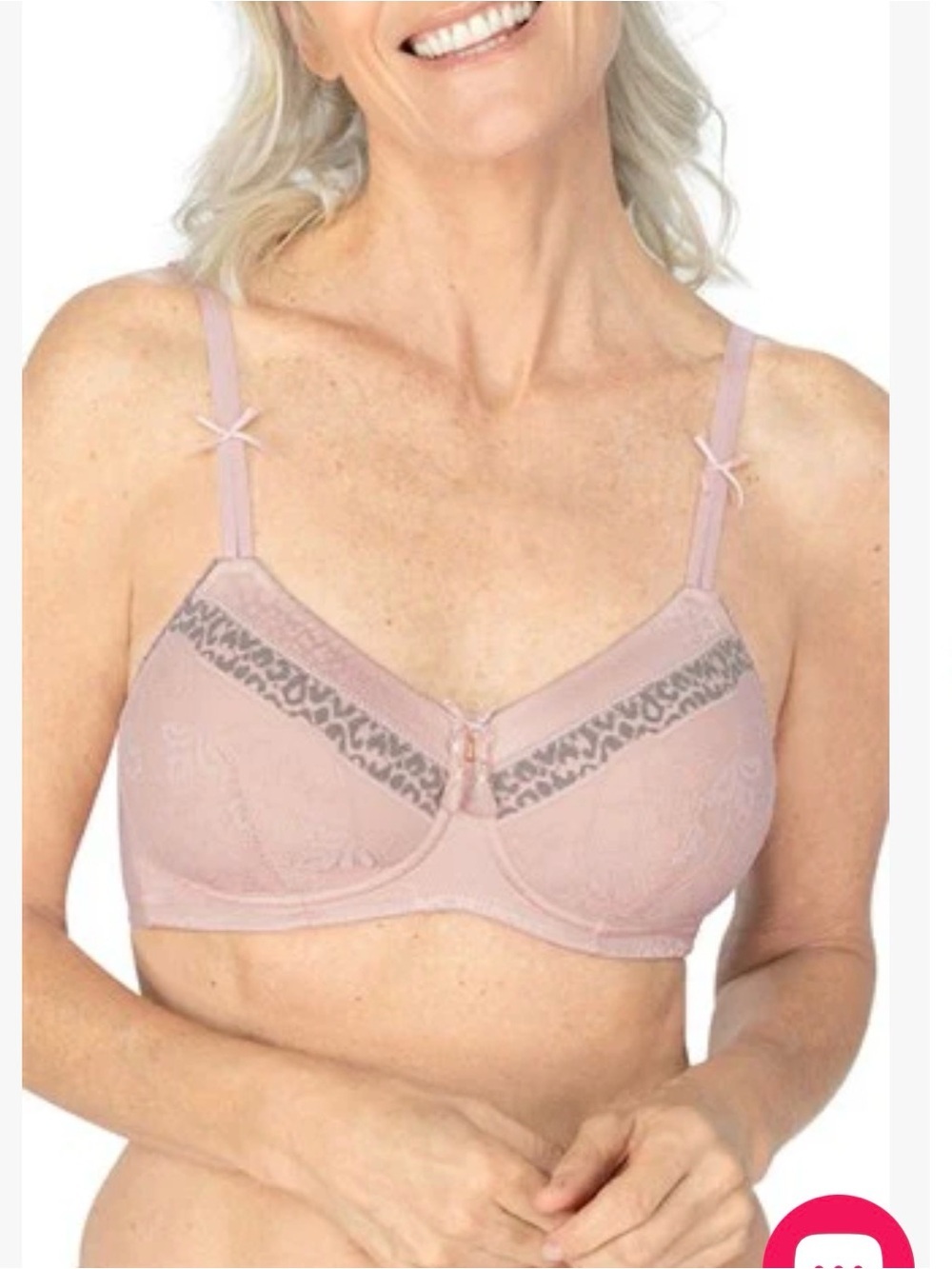 Amoena Cherish Padded Wire-Free Bra - Dreamy Pink/Light Grey 44792 38C